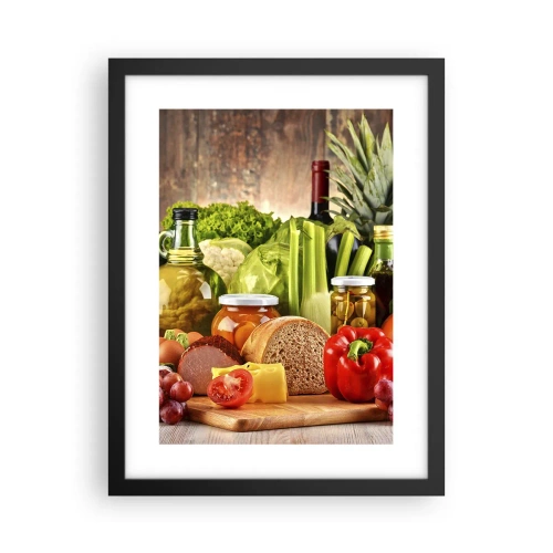 Poster in einem schwarzem Rahmen - Geräuchert, gebacken und eingelegt - 30x40 cm