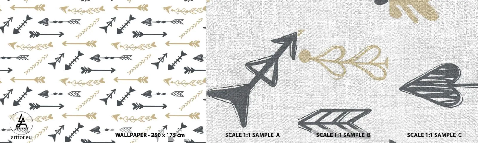 Fototapeten Muster Premium Canvas - Der Traum des Bogenschützen - Abstraktion, Pfeil, Boho - 100x30 cm