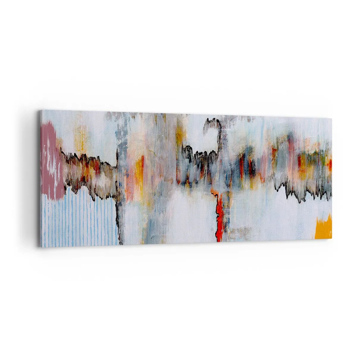 Bild auf Leinwand - Leinwandbild - Abstraktes Muster mit lebendigen Farben auf hellem Hintergrund - 120x50cm - Ein Stock auf dem Wasser - Moderne Wanddekoration für Wohnzimmer und Schlafzimmer ARTTOR