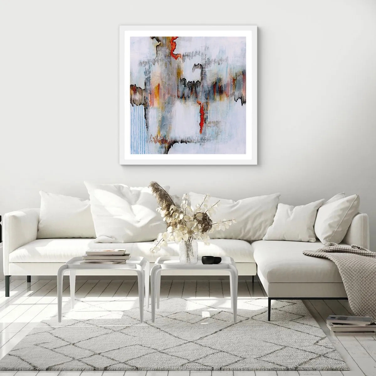 Poster in einem weißen Rahmen - Ein Stock auf dem Wasser - 40x40 cm