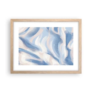 Poster in einem Rahmen aus heller Eiche - Blaue Wellen - 40x30 cm