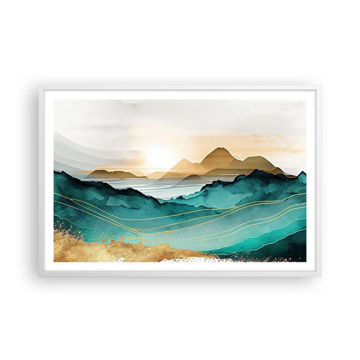 Poster in einem weißen Rahmen - Am Rande der Abstraktion – Landschaft - 91x61 cm