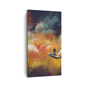 Bild auf Leinwand - Leinwandbild - Mit dem Boot durch die Galaxie - 45x80 cm