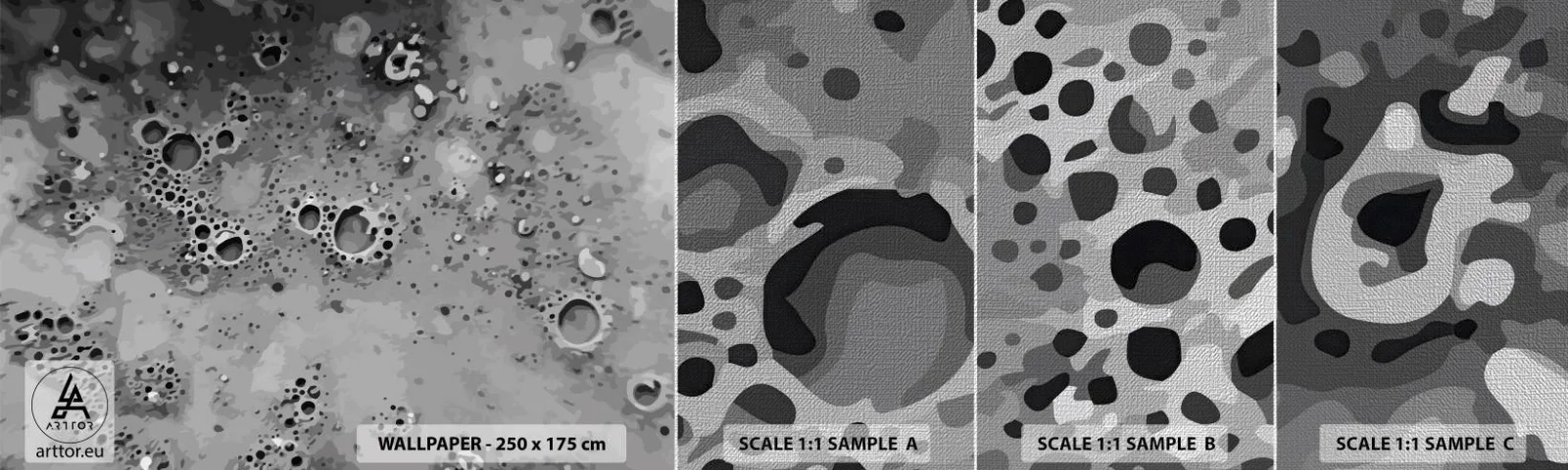 Fototapeten Muster Premium Canvas - Wie eine Mondlandschaft - Komposition, Stück, Grafik - 100x30 cm