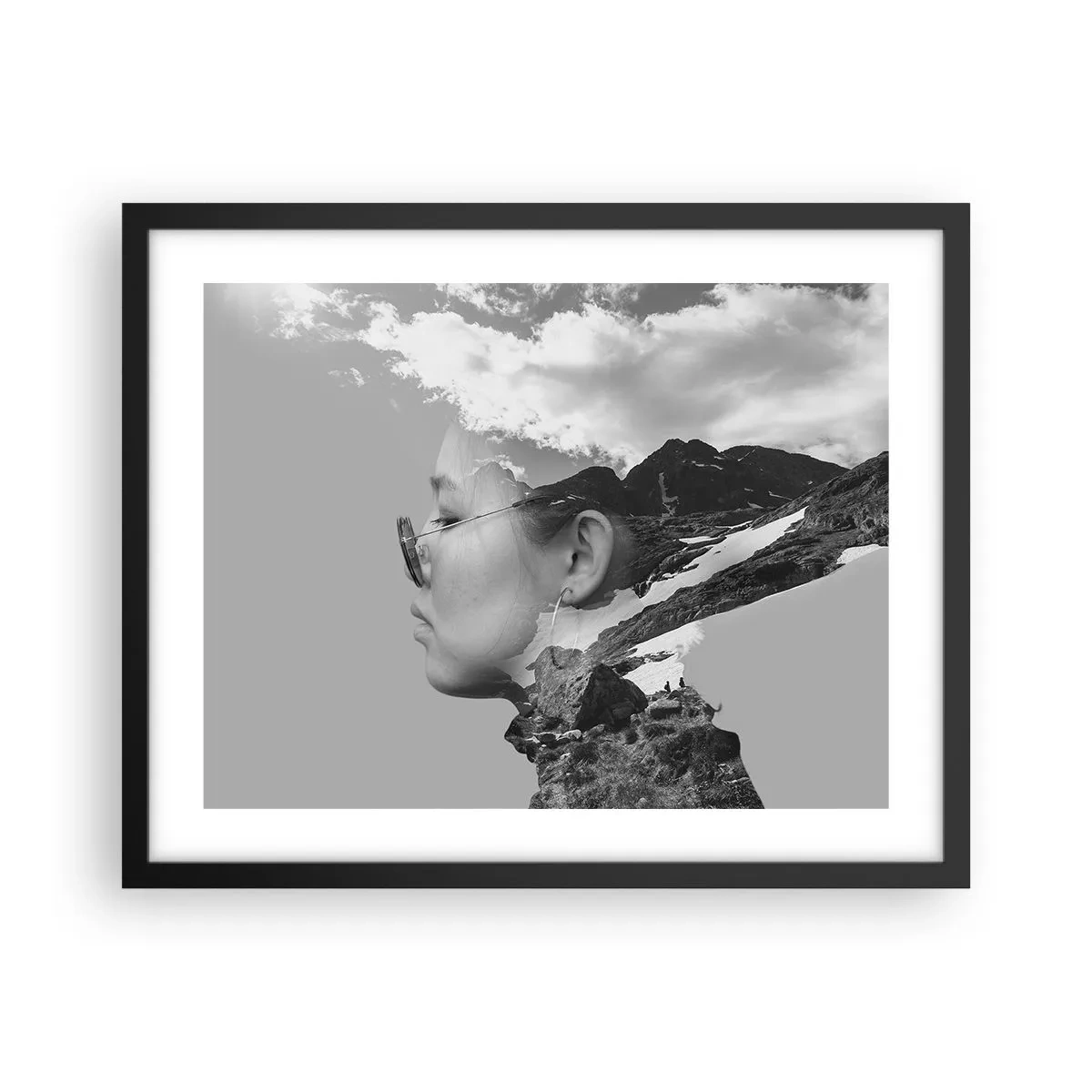 Poster in einem schwarzem Rahmen - Top und bewölktes Porträt - 50x40 cm