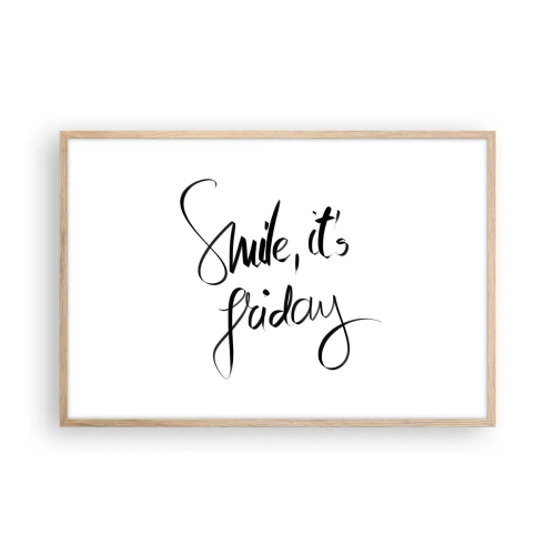 Poster in einem Rahmen aus heller Eiche - Echte Freude - 91x61 cm