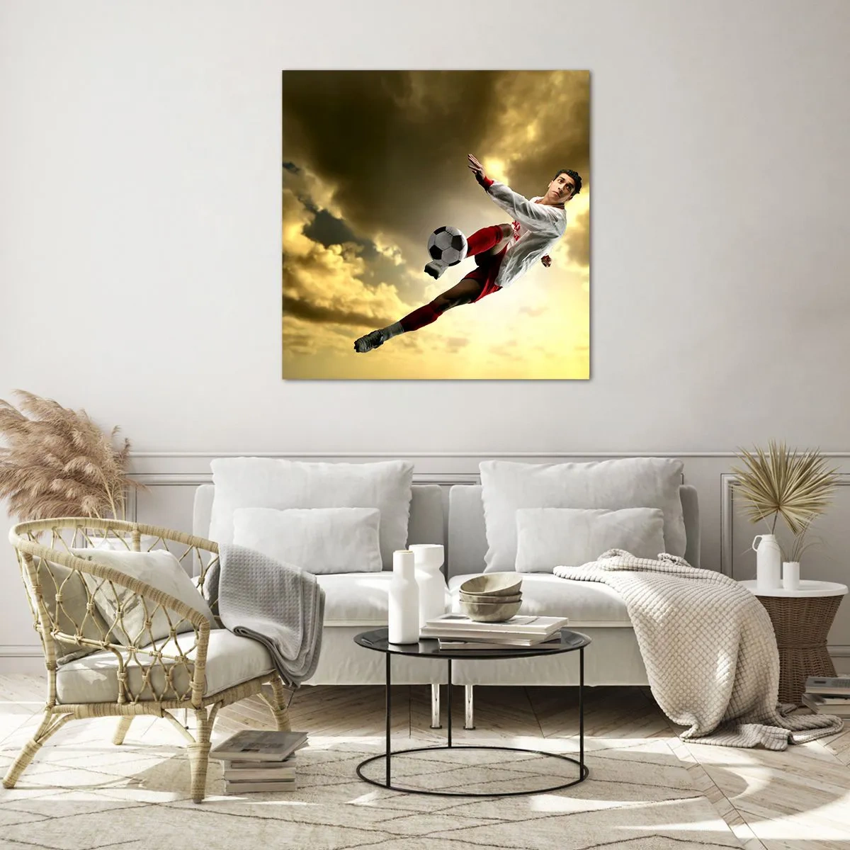 Glasbild - Bild auf glas - Fußballhimmel - 60x60 cm