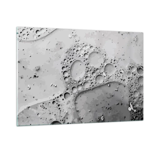 Glasbild - Bild auf glas - Abstraktes Blasenmuster auf der Oberfläche in Grautönen - 120x80cm - Schaumpfad - Moderne Wanddekoration für Wohnzimmer und Schlafzimmer ARTTOR