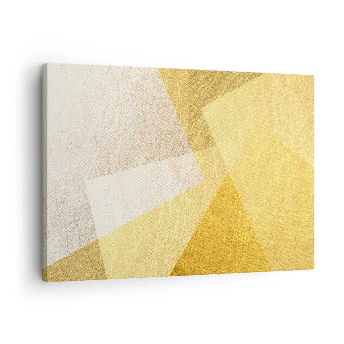 Bild auf Leinwand - Leinwandbild - Geometrische Formen in Gold und hellen Farbtönen - 70x50cm - Geometriewetter - Moderne Wanddekoration für Wohnzimmer und Schlafzimmer ARTTOR