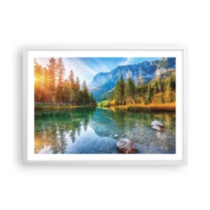 Poster in einem weißen Rahmen - Die Sanftheit des Herbstes - 70x50 cm