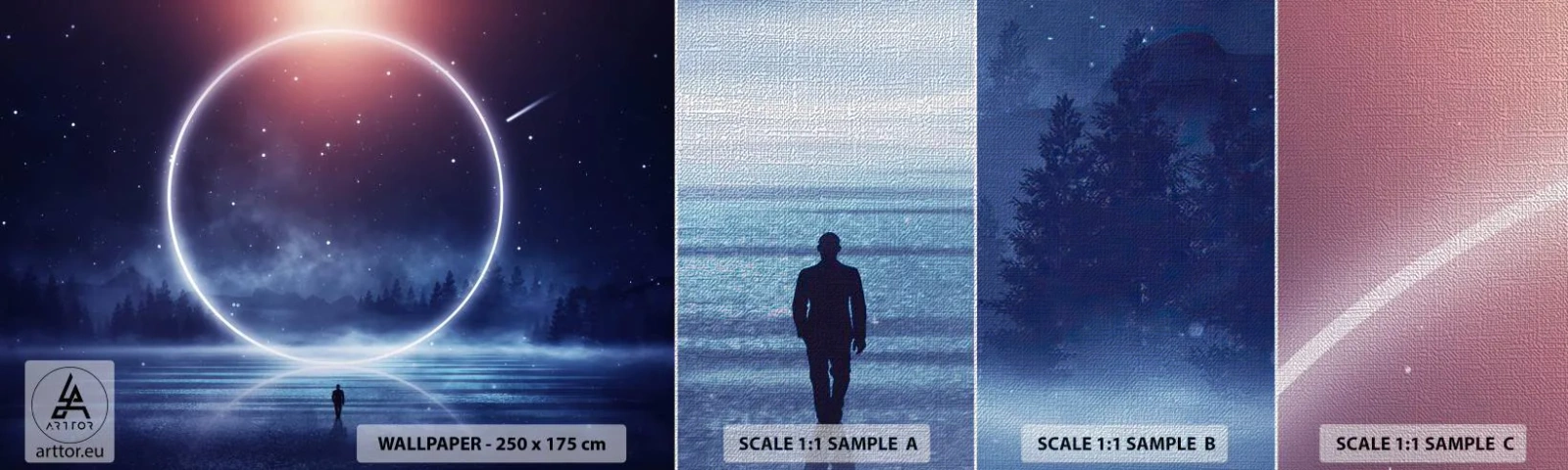 Fototapeten Muster Premium Canvas - Sie sind schon da ... - Fantasie, Kosmos, Landschaft - 100x30 cm