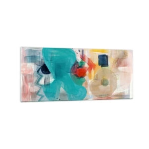 Glasbild - Bild auf glas - Abstrakte Formen und Farben schaffen eine dynamische Komposition - 120x50cm - Buntes Spiel - Moderne Wanddekoration für Wohnzimmer und Schlafzimmer ARTTOR