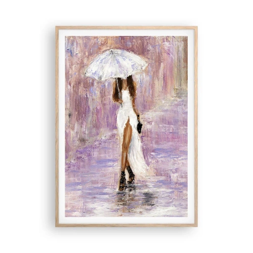 Poster in einem Rahmen aus heller Eiche - Im lila Regen - 70x100 cm