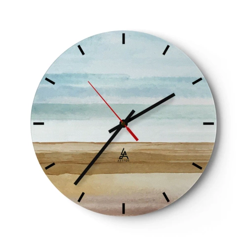 Wanduhr - Glasuhr - Eine zarte Landschaft mit Strand und blauem Himmel - 30x30cm - Trost - Moderne Wanddekoration für Wohnzimmer, Küche und Schlafzimmer ARTTOR