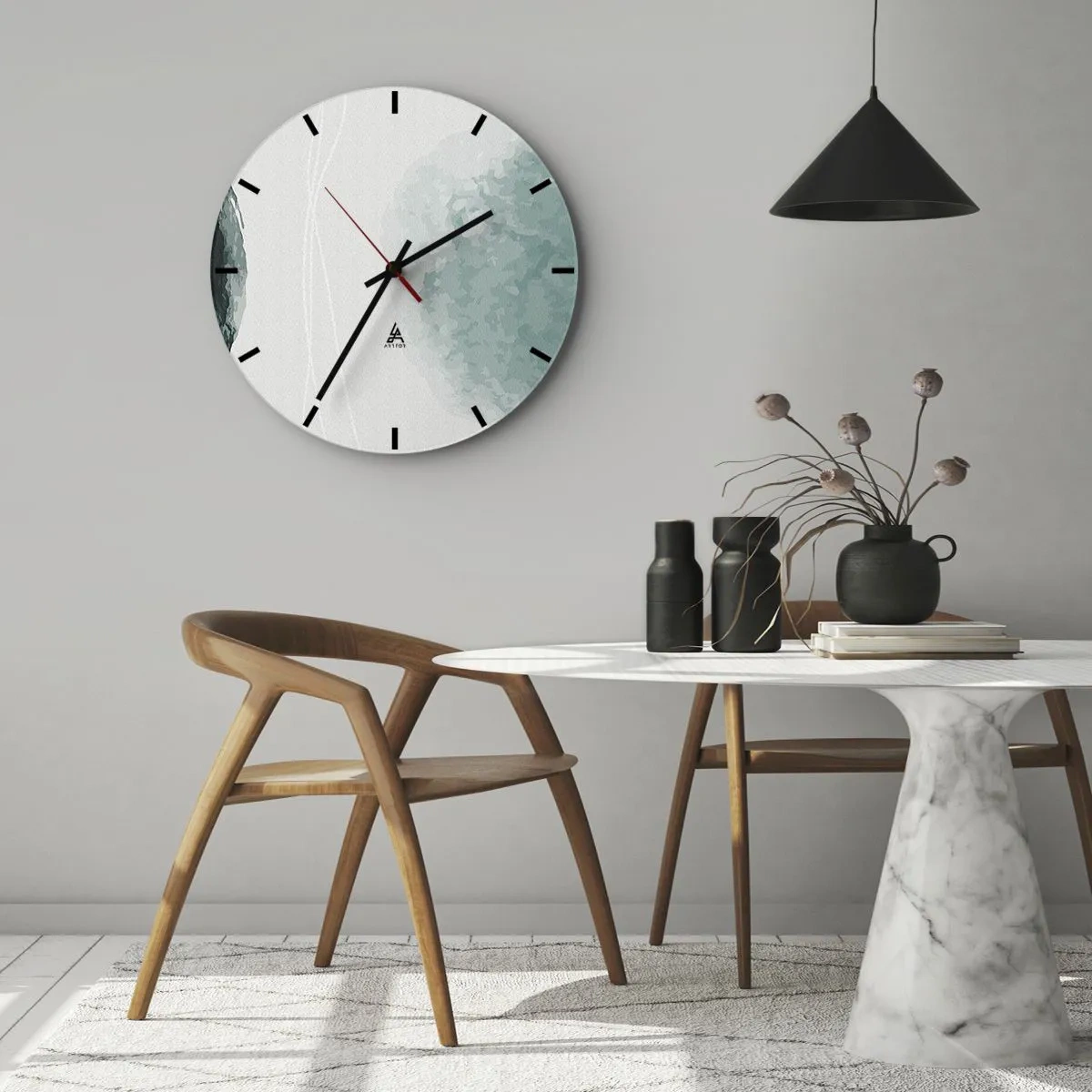 Wanduhr - Glasuhr - Begegnung mit Nebel - 30x30 cm