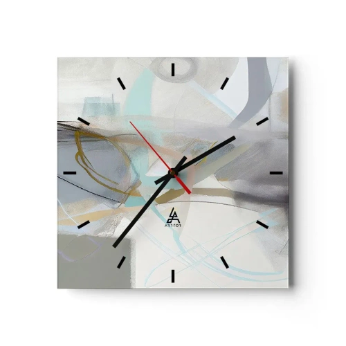 Wanduhr - Glasuhr - Neblige Abstraktion - 40x40 cm