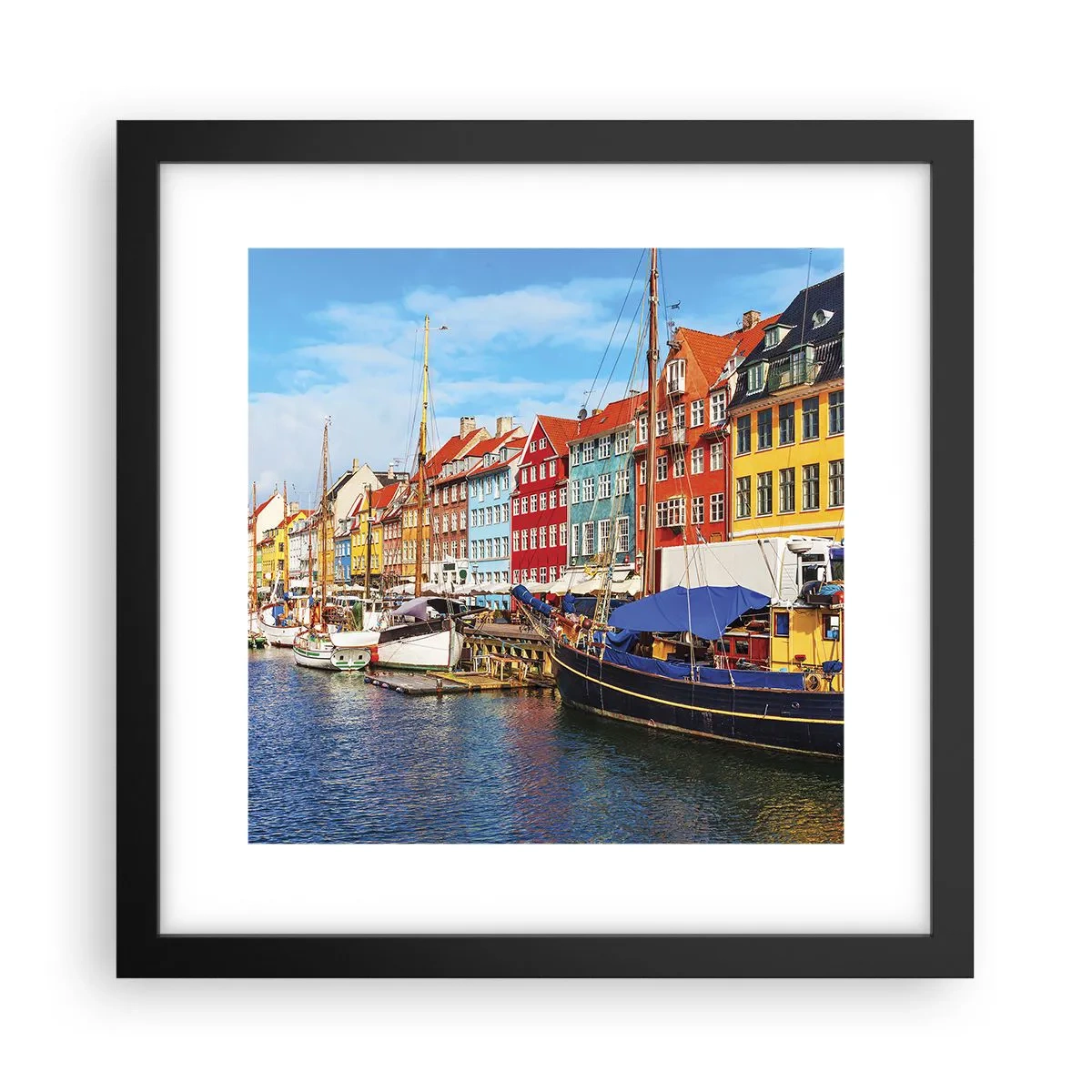 Poster in einem schwarzem Rahmen - Fröhlicher Kai - 30x30 cm