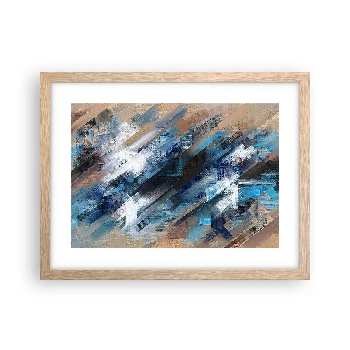 Poster in einem Rahmen aus heller Eiche - Auf einer blauen Diagonale - 40x30 cm