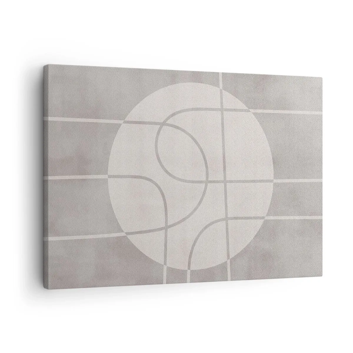 Bild auf Leinwand - Leinwandbild - Geometrisches Muster in Grau- und Weißtönen - 70x50cm - Kreisförmig und geradeaus - Moderne Wanddekoration für Wohnzimmer und Schlafzimmer ARTTOR