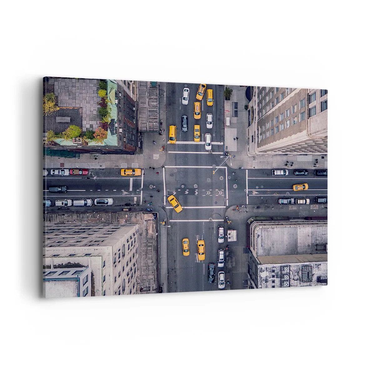 Bild auf Leinwand - Leinwandbild - Luftaufnahme einer belebten Stadtstraße - 100x70cm - Eine einfache Wahl - Moderne Wanddekoration für Wohnzimmer und Schlafzimmer ARTTOR