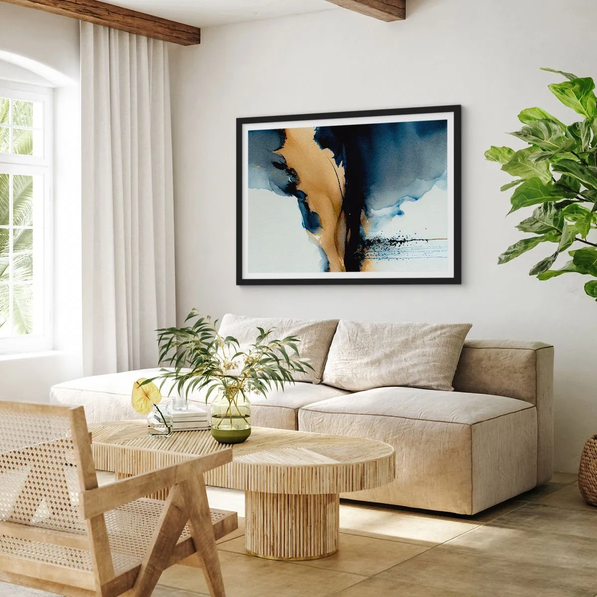 Poster in einem schwarzem Rahmen - Hinter dem Vorhang - 50x40 cm