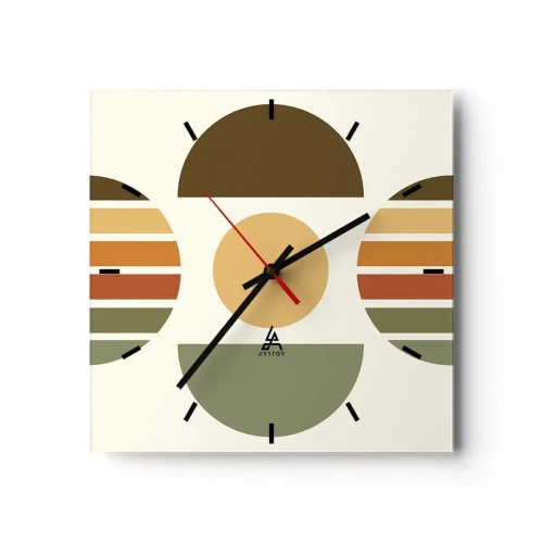 Wanduhr - Glasuhr - In Erdtönen - 40x40 cm