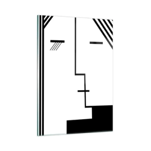 Glasbild - Bild auf glas - Eine grafische Interpretation eines Kusses im minimalistischen Stil - 50x70cm - Einfach ein Kuss - Moderne Wanddekoration für Wohnzimmer und Schlafzimmer ARTTOR