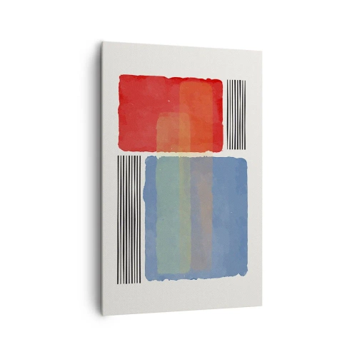 Bild auf Leinwand - Leinwandbild - Geometrische Komposition mit farbigen Blöcken und Linien - 80x120cm - Der Geist und der Buchstabe der Geometrie - Moderne Wanddekoration für Wohnzimmer und Schlafzimmer ARTTOR
