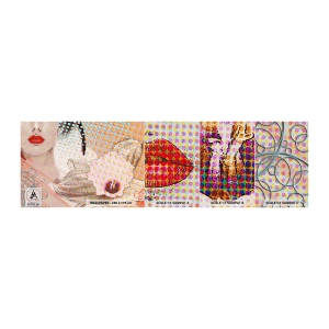 Fototapeten Muster Premium Canvas - Comic-Heldin - Abstraktion, Das Gesicht einer Frau, Stück - 100x30 cm