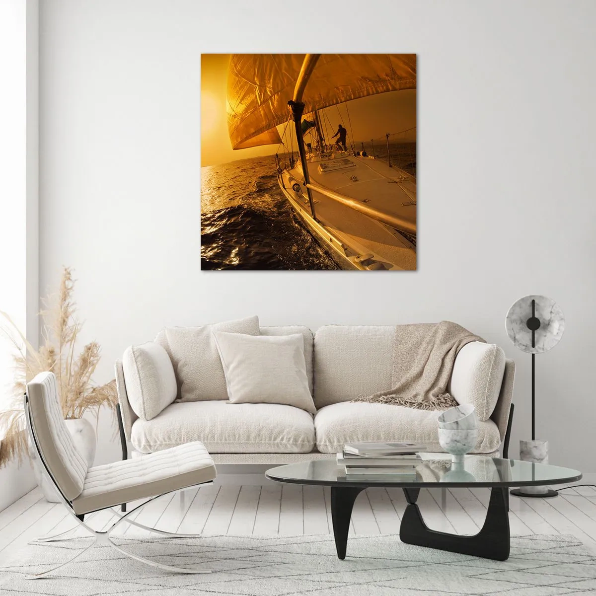 Glasbild - Bild auf glas - Ein goldener Abend nach einem bunten Tag - 40x40 cm