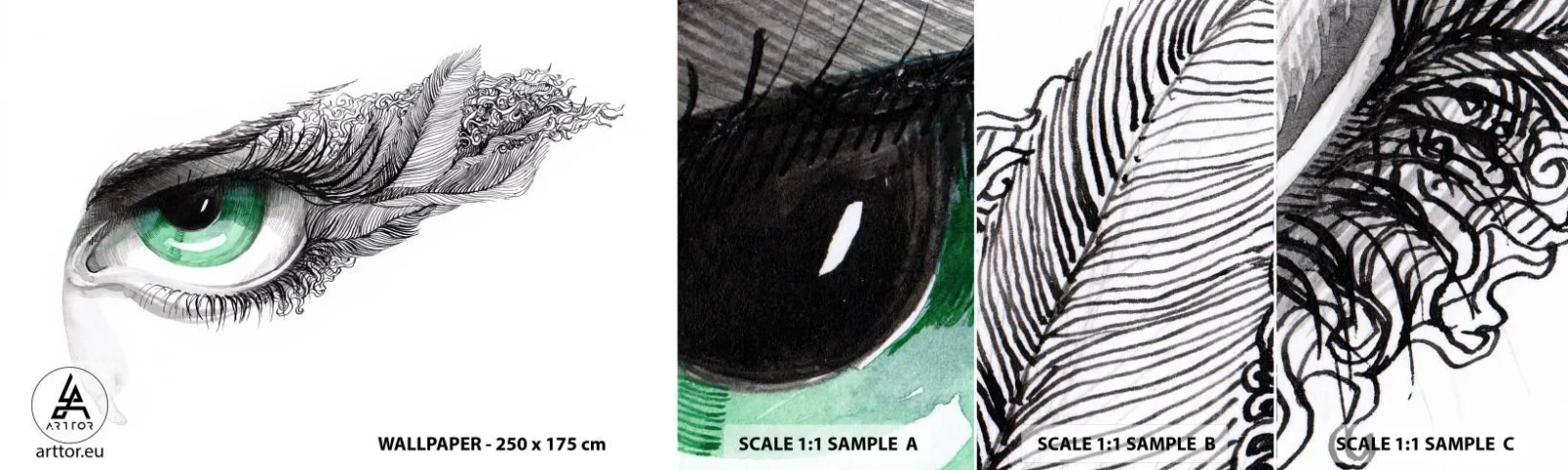 Fototapetenmuster Standard Eco - Schön und bereit zum Angriff - Abstraktion, Grafik, Auge - 100x30 cm