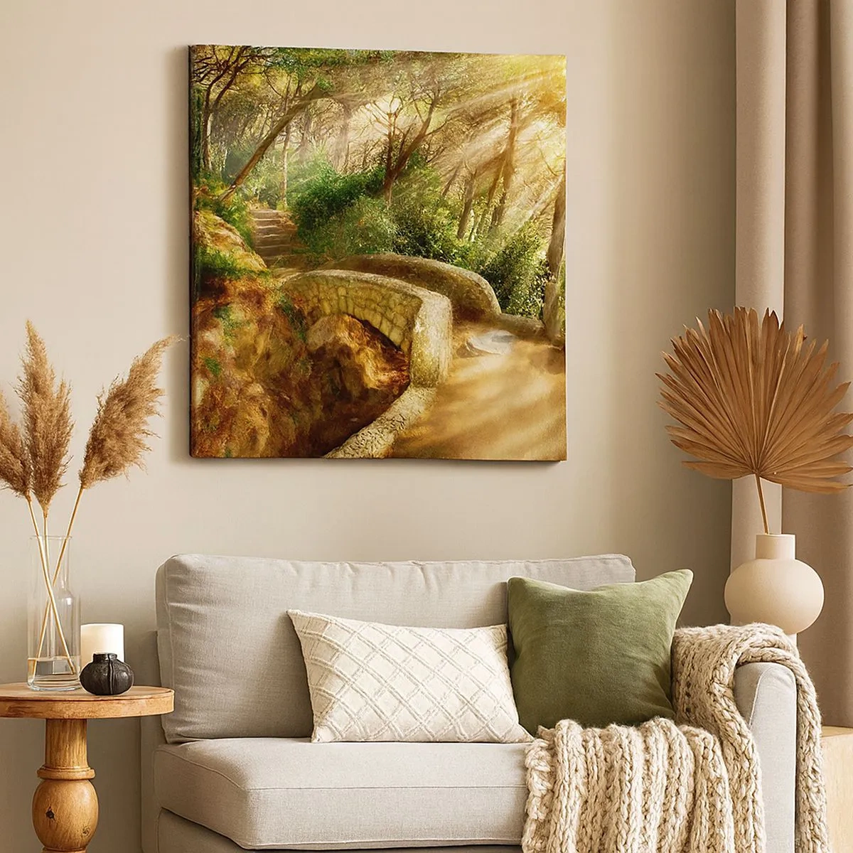 Bild auf Leinwand - Leinwandbild - Direkt von der Brücke in den Märchenwald - 30x30 cm