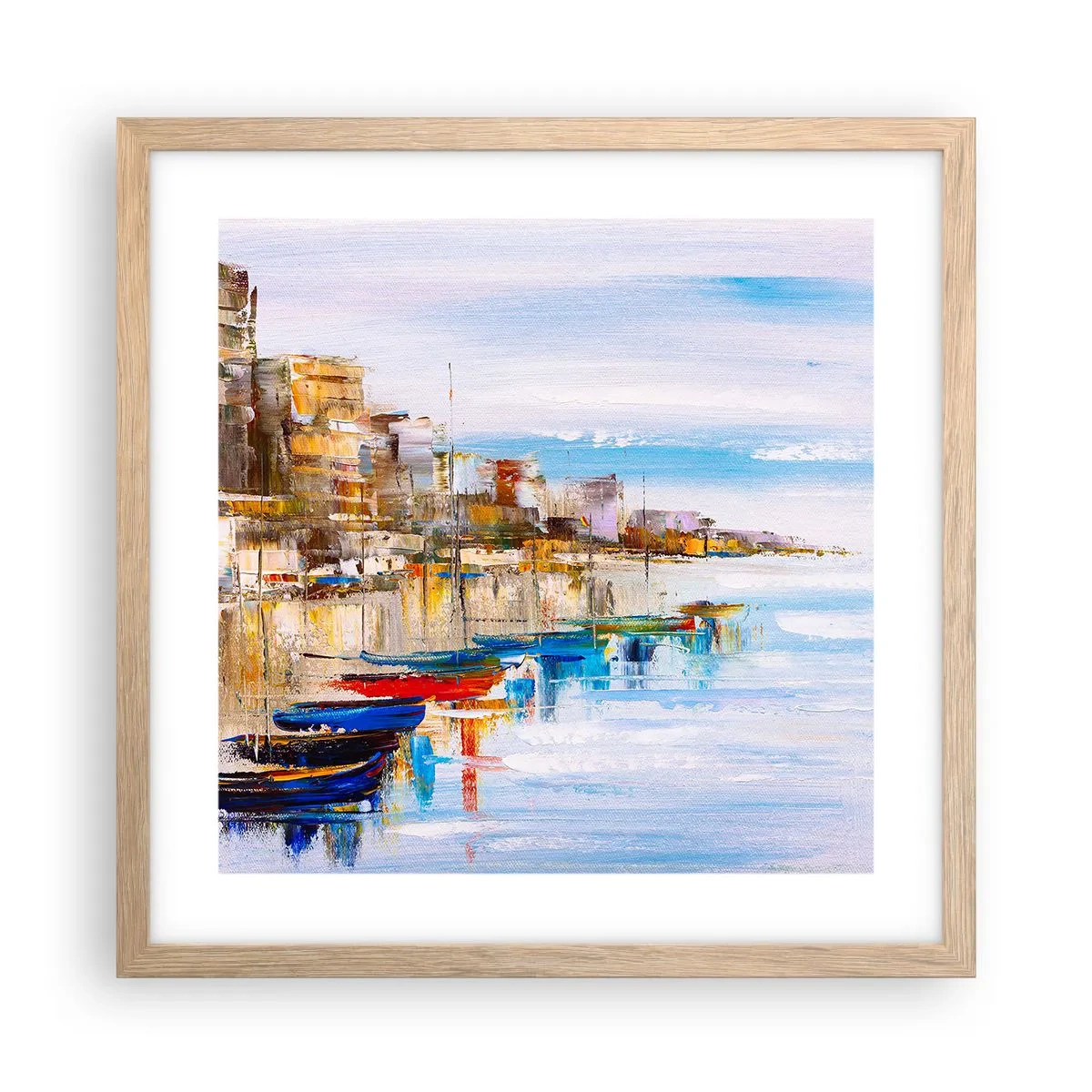 Poster in einem Rahmen aus heller Eiche - Bunte urbane Oase - 40x40 cm