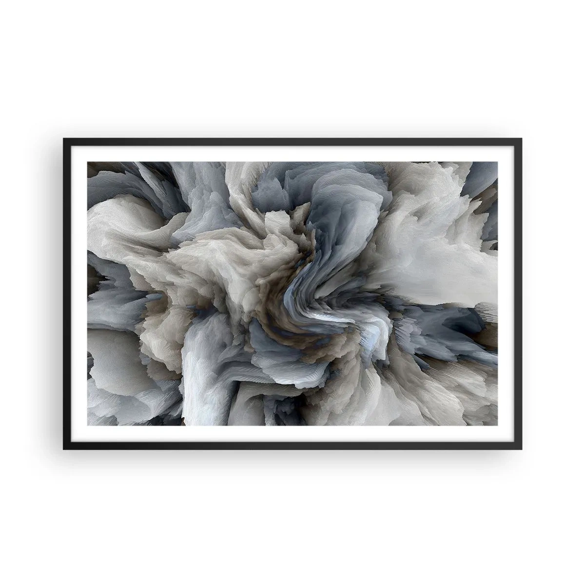 Poster in einem schwarzem Rahmen - Stein und Blume - 91x61 cm