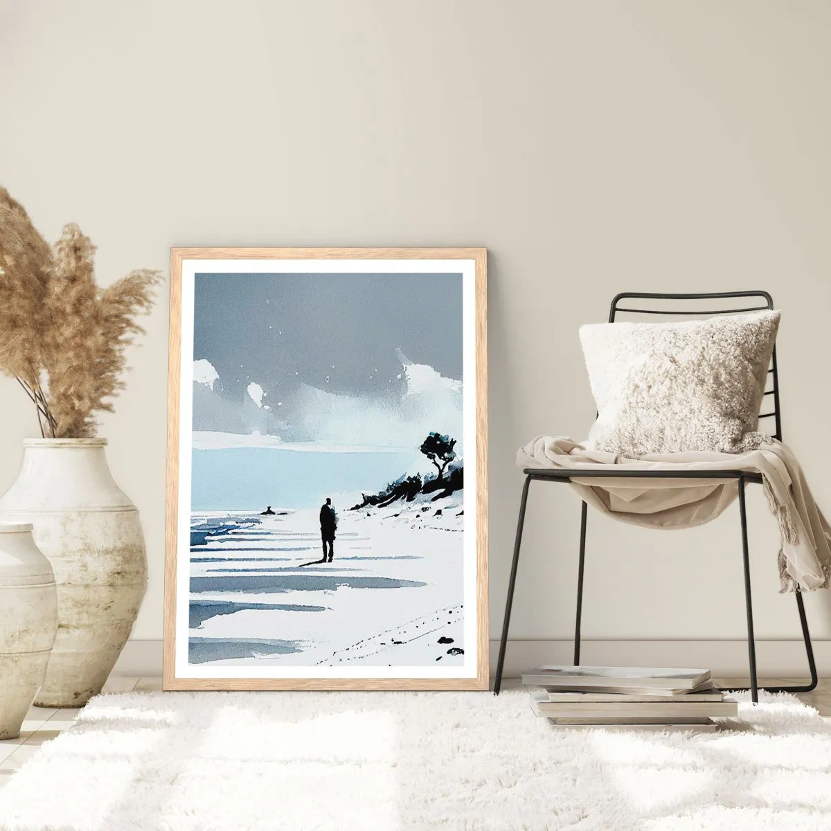 Poster in einem Rahmen aus heller Eiche - Allein sein - 50x70 cm