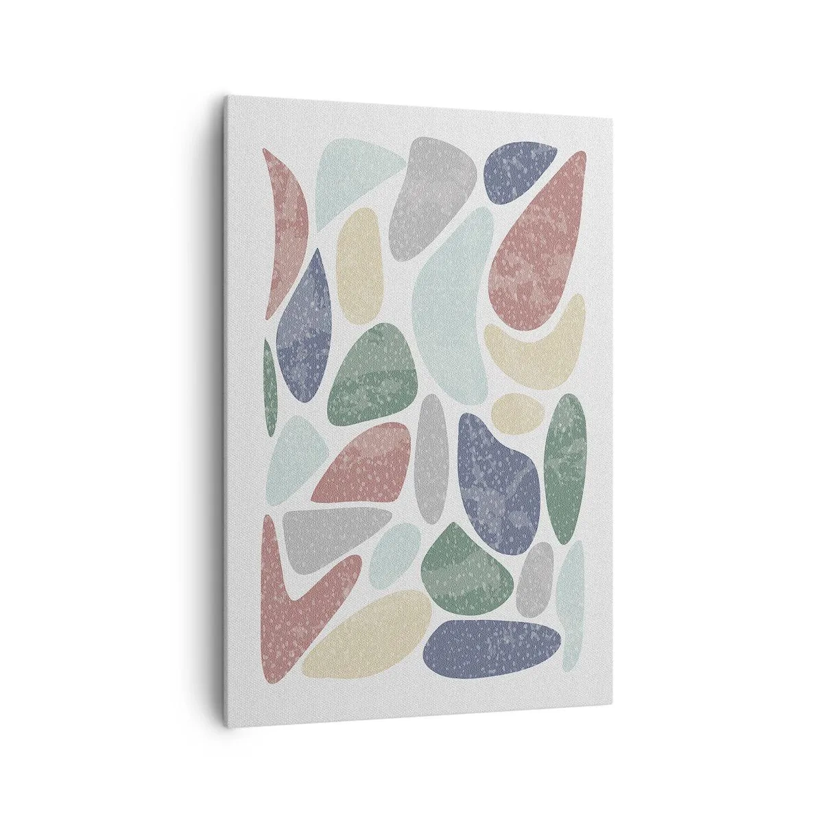 Bild auf Leinwand - Leinwandbild - Bunte organische Formen auf weißem Hintergrund - 70x100cm - Mosaik aus pulverförmigen Farben - Moderne Wanddekoration für Wohnzimmer und Schlafzimmer ARTTOR