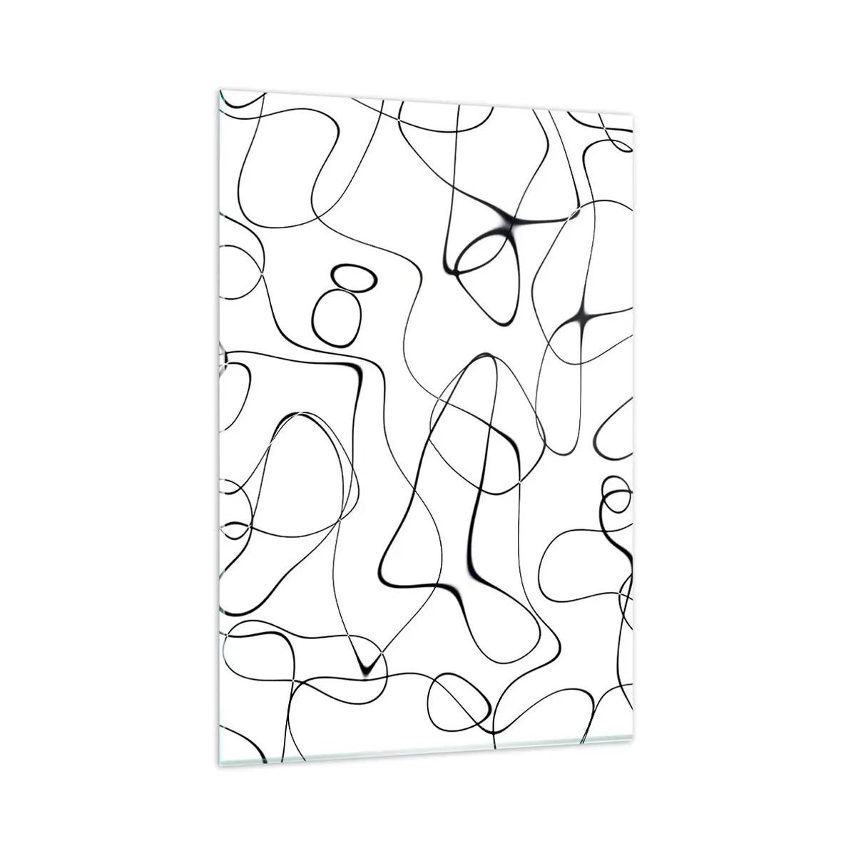 Glasbild - Bild auf glas - Abstrakte schwarze Linien auf weißem Hintergrund im minimalistischen Stil - 80x120cm - Lebenswege, Wechselfälle - Moderne Wanddekoration für Wohnzimmer und Schlafzimmer ARTTOR