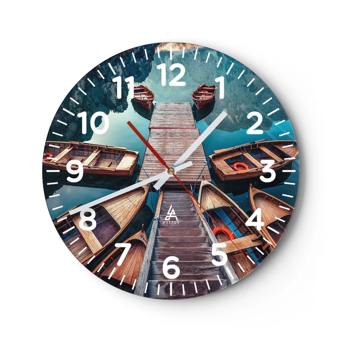 Wanduhr - Glasuhr - Ich warte am Yachthafen - 40x40 cm