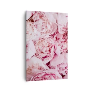 Bild auf Leinwand - Leinwandbild - Eine Nahaufnahme eines Straußes rosa Pfingstrosen - 80x120cm - Anschmiegsam und duftend - Moderne Wanddekoration für Wohnzimmer und Schlafzimmer ARTTOR