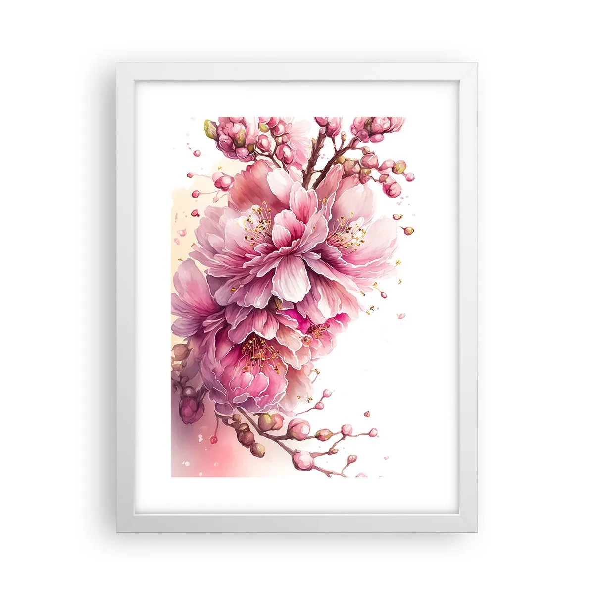 Poster in einem weißen Rahmen - Kirschblütenblüte - 30x40 cm