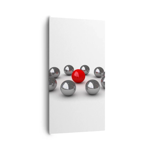 Bild auf Leinwand - Leinwandbild - Ein Kreis in Silber und Rot - 65x120 cm