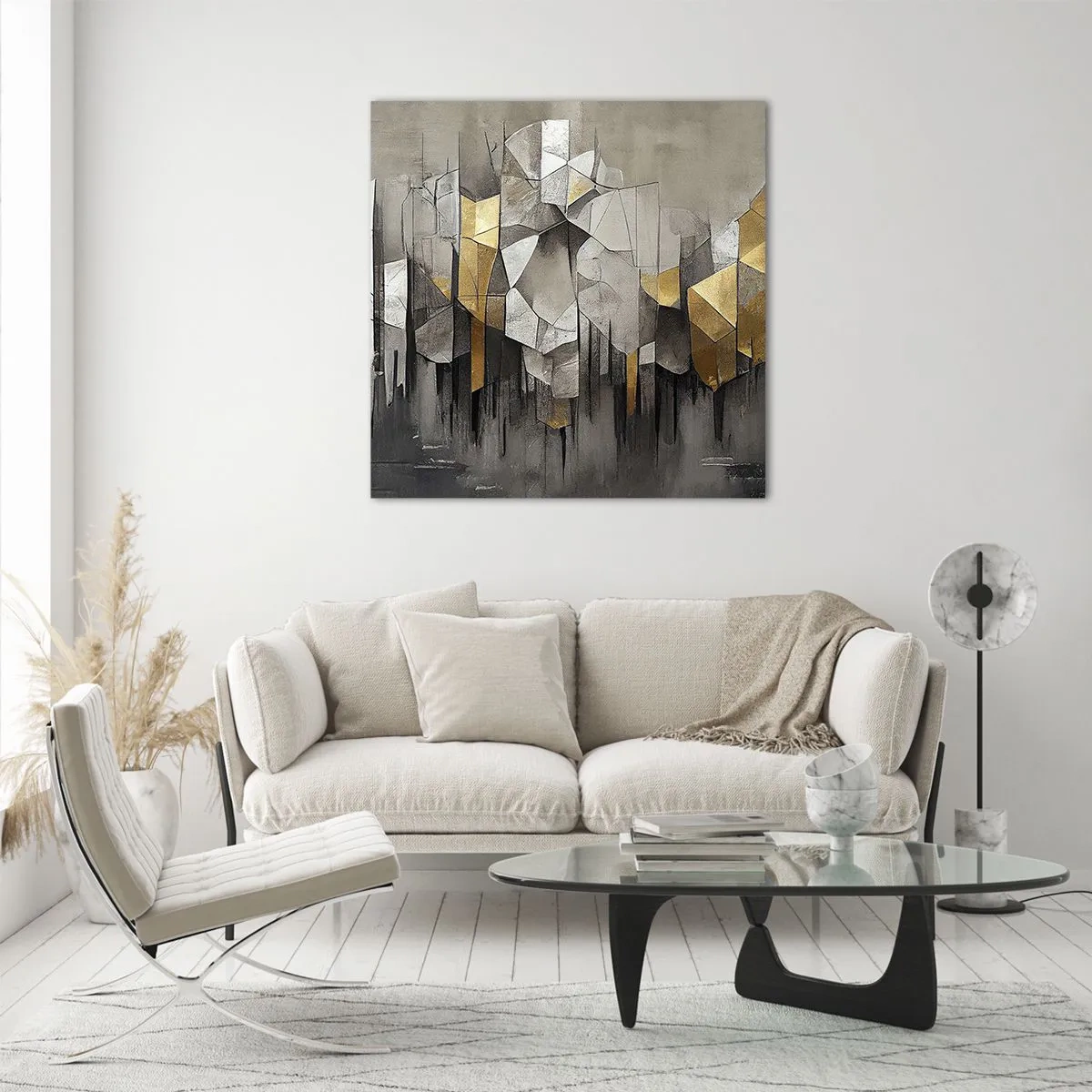 Glasbild - Bild auf glas - Komposition aus Eis und Licht - 40x40 cm