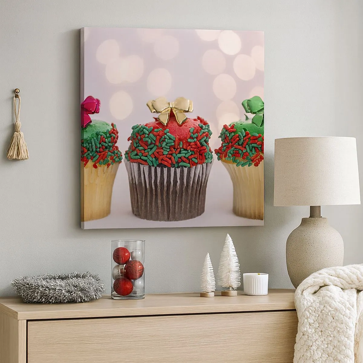 Bild auf Leinwand - Leinwandbild - Süßigkeiten bis zu der Schleife - 30x30 cm