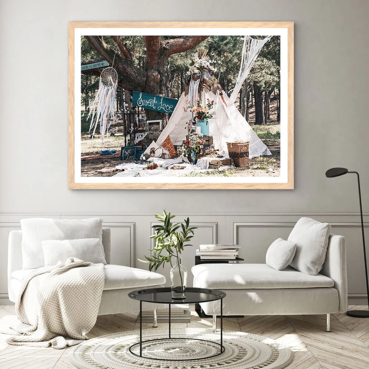 Poster in einem Rahmen aus heller Eiche - Liebe machen ... - 40x30 cm
