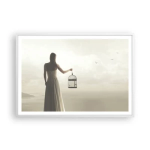 Poster in einem weißen Rahmen - Sei frei - 100x70 cm