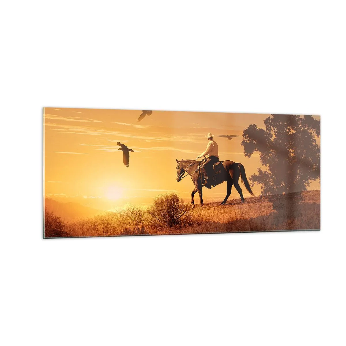 Glasbild - Bild auf glas - Allein durch die Prärie - 100x40 cm