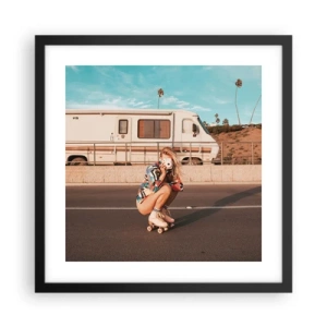 Poster in einem schwarzem Rahmen - Lächel bitte! - 40x40 cm