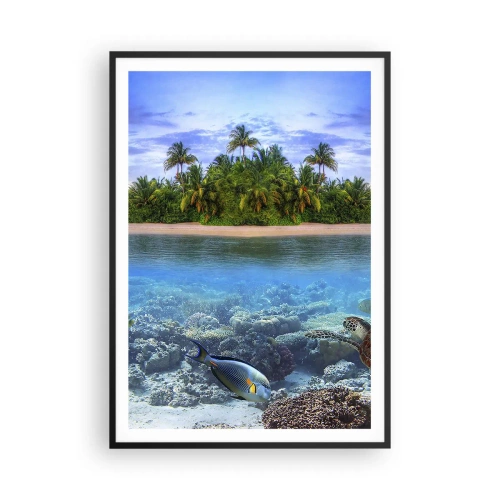 Poster in einem schwarzem Rahmen - Heavenly Island lädt dich ein - 70x100 cm