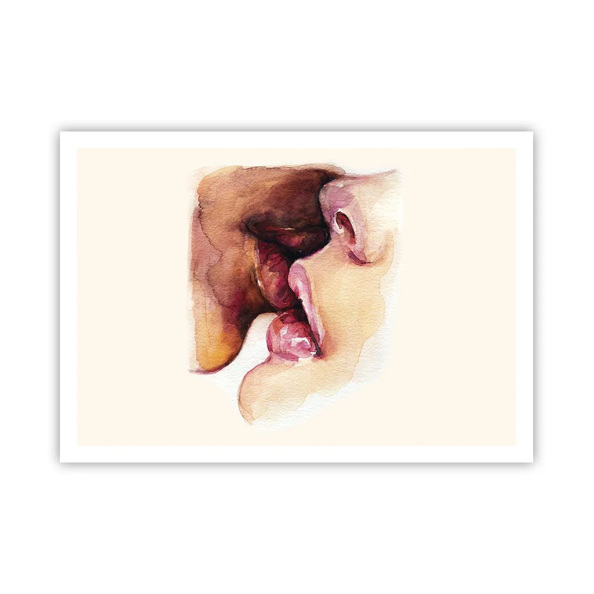 Poster - Ein Aquarell einer Nahaufnahme eines Gesichts - 100x70cm - Wie Tag und Nacht, Erde und Himmel - Moderne Wanddekoration für Wohnzimmer und Schlafzimmer ARTTOR