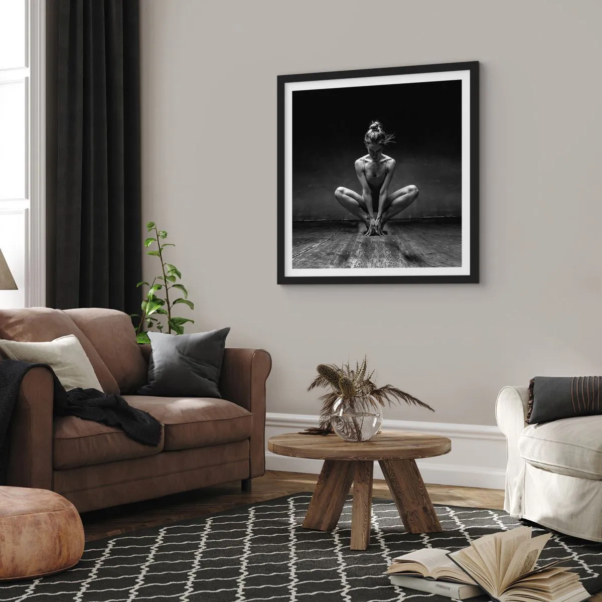Poster in einem schwarzem Rahmen - Konzentration der Tanzenergie - 30x30 cm